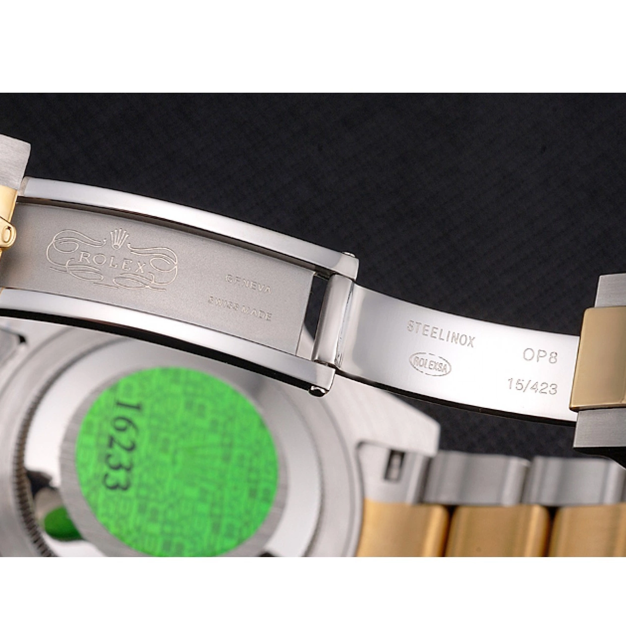 Good Copy Rolex Watches Submariner Steel Bracelet Bezel Rolex And Gold Swiss Dial Tone Green Two 0608